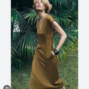 Zara Olive High Low V-Neck Dress